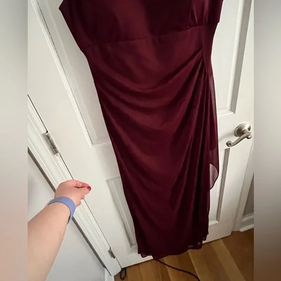 Beaded Burgundy Evening Gown - Picture 5 of 6